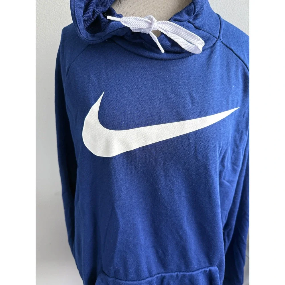 Nike‎ Mens Dri-FIT Hoodie Royal Blue White Swoosh Logo Pullover XL